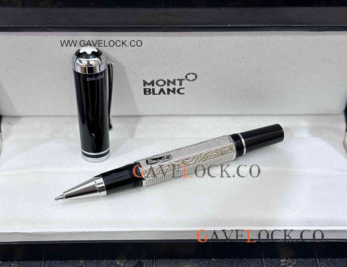 Faux Montblanc Marcel Proust Black-White Rollerball Pen